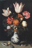 Tulips, Roses, a Pink and White Carnation, Forgets-Me-Nots, Lilly of the Valley and other Flowers