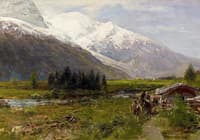Mountain Landscape with Travelers before the Mont Blanc Massif