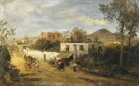 Road at Pompeii with the Active Vesuvius in the Background