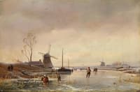Enjoyment on an Icy Dutch Canal
