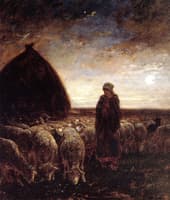 A Shepherdess Watching Her Flock at Night
