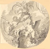 Three Putti in a Rococo Garden