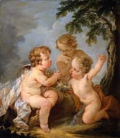 Three Putti Playing with a Bird's Nest