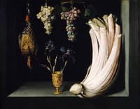 Still Life with Cardoon, Francolin, Grapes and Irises,