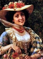 Straw Hat with Poppies