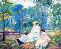 Three Figures at Rest Beside Brook