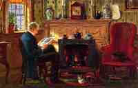 Examining Illustrations by the Fire