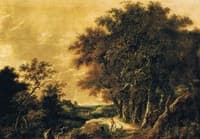 Wooded Landscape with a Peasant Greeting a Rider