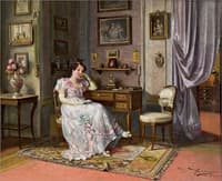 Elegant lady at the desk