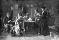 Card-Playing Farmers, startled by their Wifes