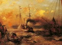 Steamer in Stormy Sea