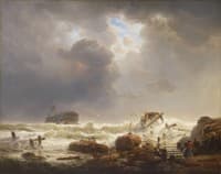 Shoreline by Stormy Sea