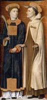 Annunciation Triptych; detail of right panel with Saint Stephen and a martyred Carmelite
