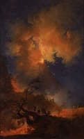 Vesuvius Erupting at Night