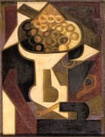 Fruit Dish with Grapes and Pipe on a Table