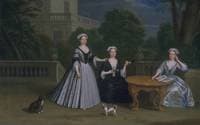 Three Ladies of the Leman Family and their Dogs on a Terrace