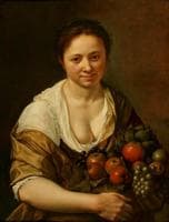 A Young Girl Seated Embracing Fruit