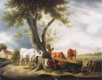 Cattle and Goats in the Meadow