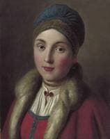 Portrait of a woman in a red coat with fur