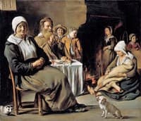 Peasant Interior with an Old Flute Player