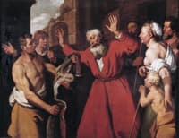 Joseph's blood-stained coat is brought and shown to Jacob