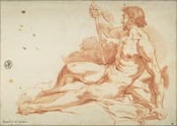 Study of a Sitting Man Holding a Staff