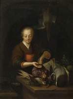A Woman Stuffing a Bird