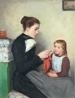 Knitting Bernese Woman with Child
