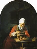 Old Woman Holding a Flower Pot