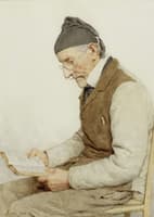 Sitting Farmer Reading