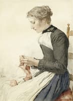 Young Woman Knitting