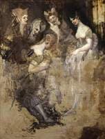 Group of Five Women Mocking an Effaced Figure