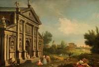 Capriccio with the facade of Il Redentore, Venice