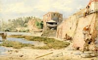 Boys Climbing a Sea Wall at Star Cross Harbour