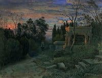 The Tombs of Molière and La Fontaine, Père Lachaise Cemetery, Paris, at Dusk