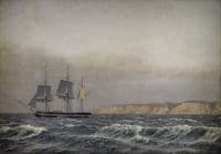 View of the cliffs of Møn and a Corvette