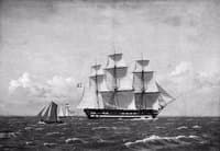 The 84-Gun Danish Warship "Dronning Marie" in the Sound