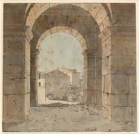 View Towards the North through One of he Arches of the Second Storey of the Colosseum, Rome