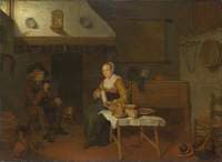 An Interior with a Man and a Woman Seated by the Fire