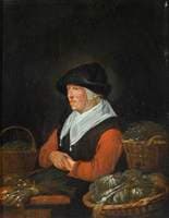 An Old Vegetable Dealer on Her Stall