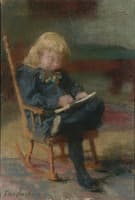 Child Seated in a Rocking Chair, Writing