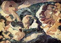 Poseidon Rushing over the Sea Surrounded by Nereids and Tritons