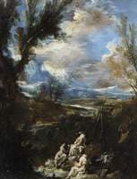 An Italian Landscape with Three Hermits