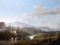 View of the Italian Countryside with Washerwomen