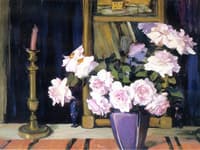 Roses in a Purple Vase