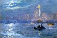 New York Harbor: Skyline at Night