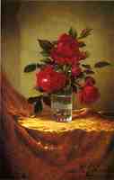 A Glass of Roses on Gold Cloth