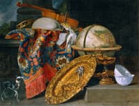 Still Life with a Globe, Musical Instruments, and a Dog