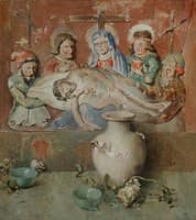 Still Life with Entombment Wood Carving