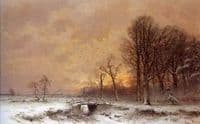 Snowy Landscape at Sunset